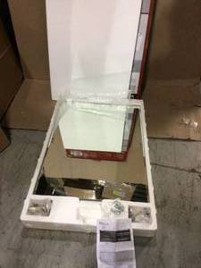 lot 96 image: Venturi 19 in. X 26 in. Frameless Pivoting Single Wall Mirror in Spot Defense Brushed Nickel by Pfister (customer return) (see pictures) 