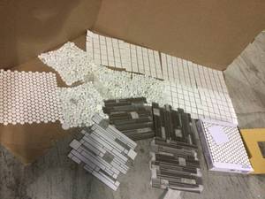 lot 99 image: Hudson Penny Round Glossy White 12 in. x 12-58 in. x 5 mm Porcelain Mosaic Tile (10.74 sq. ft.  case) by Merola Tile (customer return) (see pictures) 