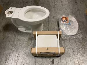 lot 103 image: Cadet 3 Tall Height 10 in. Rough-In 2-piece 1.28 GPF Single Flush Elongated Toilet with Slow Close Seat in White by American Standard Customer Returns See Pictures