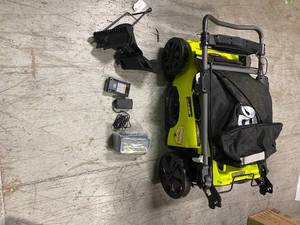 lot 109 image: 20 in. 40-Volt Brushless Lithium-Ion Cordless Battery Walk Behind Push Lawn Mower 6.0 Ah BatteryCharger Included  by RYOBI Customer Returns See Pictures