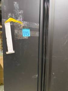 lot 115 image: Husky Black Garage Cabinet with Keys scratched and sml dents present See Pictures