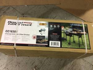 Charcoal Grill in Black with Offset Smoker and Side Table by Royal Gourmet (customer return) (see pictures)&nbsp