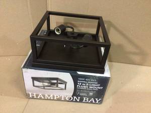 Boswell Quarter 12.5 in. 2-Light Distressed Black Flush Mount (customer return) (see pictures)&nbsp