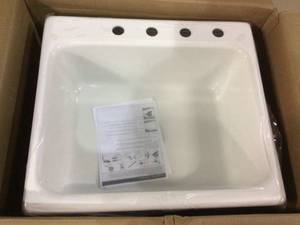 Inverness Drop-In Acrylic 25 in. 4-Hole Single Bowl Kitchen Sink in White (customer return) (see pictures)&nbsp