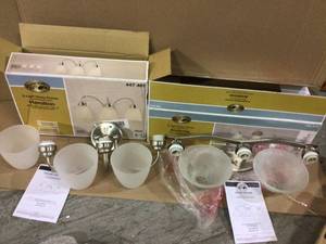 Hamilton 3-Light Brushed Nickel Vanity Light with Frosted Glass Shades (customer return) (see pictures)&nbsp
