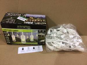 24-Bulb 48 ft. Cafe Integrated LED String Lights, White by Enbrighten&nbsp(customer return) (see pictures)&nbsp