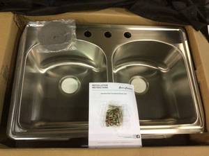 Stainless Steel 33 in. Double Bowl , Drop-In Kitchen Sink by Swiss Madison (customer return) (see pictures)&nbsp
