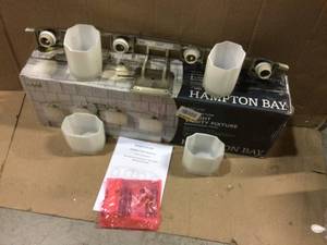 Architecture 4-Light Brushed Nickel Vanity Light with Etched White Glass Shades (customer return) (see pictures)&nbsp