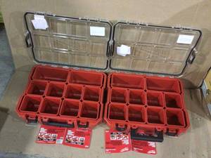 10-Compartment Red Deep Pro Portable Tool Box with Storage and Organization Bins for Small Parts by Milwaukee (customer return) (see pictures)&nbsp