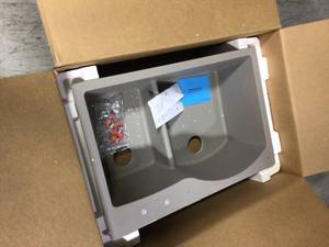 Quartz Classic Greystone Quartz 33 in. 5545 Double Bowl Undermount Kitchen Sink by Elkay Customer Returns See Pictures