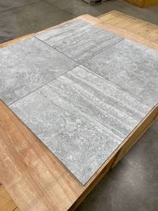 lot 387 image: 170 Sq Ft Sichenia Marmo Pietra Travertino Silver 18 x 18 Italian Porcelain Tile