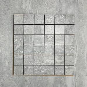 lot 388 image: 30 Sheets Sichenia Marmo Pietra Travertino Silver 2 x 2 Italian Porcelain Mosaic Tiles