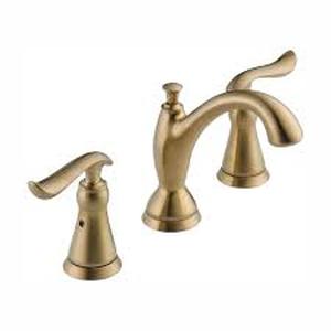Linden 8 in. Widespread 2-Handle Bathroom Faucet with Metal Drain Assembly in Champagne Bronze by Delta