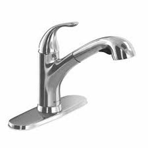Single-Handle Standard Kitchen Faucet with White Side Sprayer in Chrome by Glacier Bay