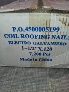 ABC Supply Coil Roofing Nails 1-14 X.120 Wire Collated EG Dichromate Qty 7200- not used