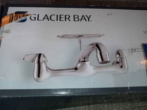 2-Handle Wall-Mount Kitchen Faucet with Soap Dish in Chrome by Glacier Bay