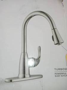 Market Single-Handle Pull-Down Sprayer Kitchen Faucet in Stainless Steel by Glacier Bay
