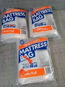 Heavy Duty Twin Full Mattress Bag (60 in. W x 101 in. L x 10 in. D) by Pratt Retail Specialties- set of 3 - not used
