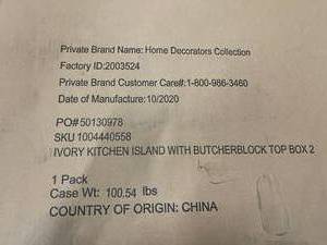 Ivory Kitchen Island with Natural Butcher Block Top by Home Decorators Collection- see pictures&nbsp