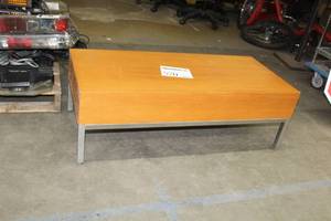 lot 570 image: Metal Coffee Table with Wood Top 10Lx18Wx13H
