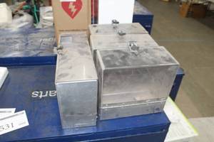 lot 531 image: Lot of (4) Metal Storage Box with Plastic Lid