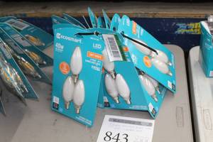 lot 843 image: Lot of (13) ecosmart LED Light Bulbs Soft White 40W Replacement B11 Candelabra Dimmable 3-pack (in original packagin)