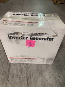 lot 102 image: 1,000 Starting Watt Gasoline Powered Portable Generator with Digital Inverter by RYOBI Customer Returns See Pictures
