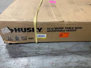 lot 105 image: 52 in. Adjustable Height Work Table in White by Husky Customer Returns See Pictures