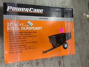 lot 113 image: 10 cu. ft. Lawn Mower Dump Cart with Wheels by PowerCare Customer Returns See Pictures