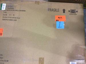 lot 1 image: Medium Rectangle Black and Gold Modern Accent Mirror (32 in. H x 24 in. W) (customer return) (see pictures) 