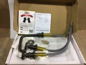 lot 17 image: 8 in. Widespread 2-Handle High-Arc Bathroom Faucet in Brushed Gun Black by AKDY (customer return) (see pictures) 