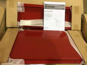 lot 18 image: Husky 28 in. W x 29 in. H x 12 in. D Steel Garage Wall Cabinet in Red (customer return) (see pictures) 