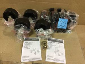 lot 22 image: 5 in. Black PP Caster Kit for Ready-to-Assemble Steel Garage Base Cabinets by Husky (customer return) (see pictures) 