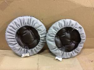 lot 24 image: Gripper Non-Slip 14 in. x 14 in. Dark Brown Faux Leather Tufted Barstool Cushions (Set of 2) (customer return) (see pictures) 