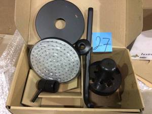 lot 27 image: Single-Handle 1-Spray Shower Faucet with Valve in Matte Black (Valve Included) by LUXIER (customer return) (see pictures) 