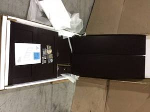 lot 57 image: Brown Kitchen Storage Cabinet Sideboard Buffet Cupboard (customer return) (see pictures) 