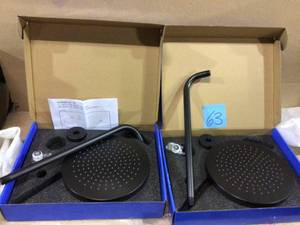 lot 63 image: 1-Spray 10 in. Single Wall Mount Waterfall Fixed Rain Shower Head in Rubbed Bronze by MODONA (customer return) (see pictures) 