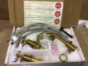 lot 69 image: Prima 3 8 in. Widespread 2-Handle Bathroom Faucet in Brushed Titanium Gold (customer return) (see pictures) 