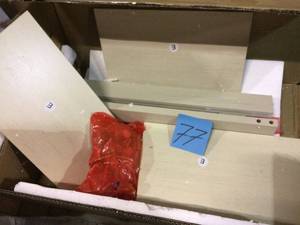 lot 77 image: Edenfield 48 in. Freestanding Infrared Electric Fireplace TV Stand in Aged White (customer return) (see pictures) 