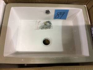lot 89 image: 17 in. x 12 in. Rectangle Undermount Bathroom Vessel Sink White by Boyel Living (customer return) (see pictures) 