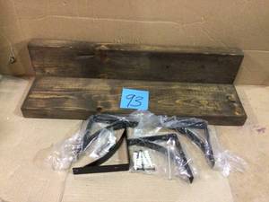 lot 93 image: Wall Shelf with Black Brackets (customer return) (see pictures) 