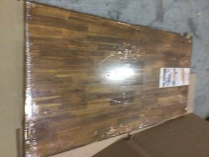 Acacia 6 ft. L x 36 in. D x 1 in. T Butcher Block Island Countertop in Golden Teak Stain by Interbuild (customer return) (see pictures)&nbsp