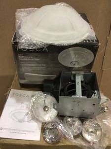 Decorative 80 CFM Ceiling Bathroom Exhaust Fan with LED Light and White Globe by Tosca (customer return) (see pictures)&nbsp