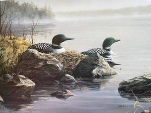 lot 22 image: Large Shrink wrapped Wildlife art print signed and numbered in Mint condition.