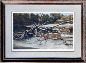 lot 1 image: Large, Professionally framed and matted limited edition wildlife print