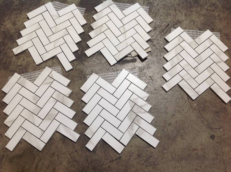 Florida Tile Home Collection Avante Bianco 12 in. x 15 in. x 9 mm Porcelain Herringbone Mosaic Tile (5.65 sq. ft. / case)
