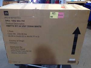 Hampton Harbor 44 in. W x 22 in. D Bath Vanity in White with Natural Marble Vanity Top in White by Home Decorators Collection Customer Returns See Pictures