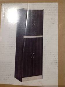 4-Door Chocolate-Grey Kitchen Pantry customer return see pictures
