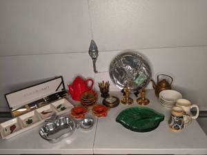 lot 132 image: Fall Collection Serving Dishes, Carving Set, Home Decor, Etc