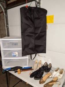 lot 134 image: Vintage Shoes, Relief Belt, Massager, Garment Bag, Etc